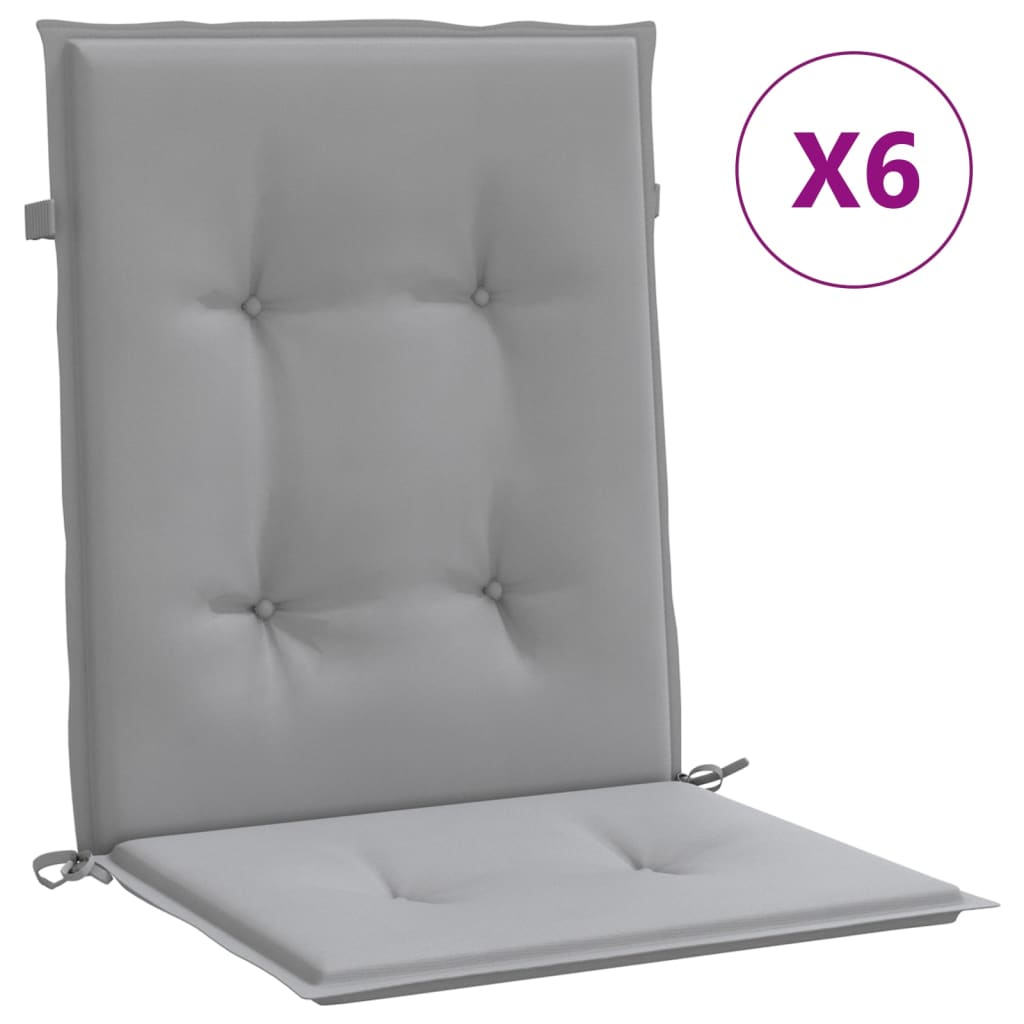 Vidaxl Cojín Silla Jardín Respaldo Bajo Pack 6 Uds Tela Oxford Antracita