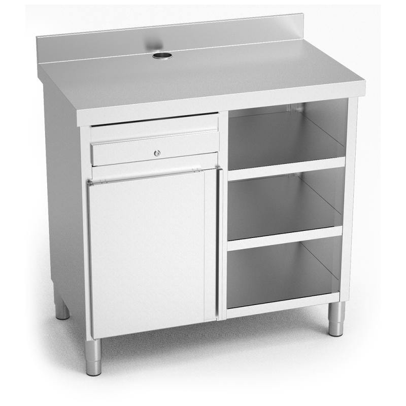 Mueble cafetero de cajón, puerta y 3 entrepaños 1070x600x1040 mm.