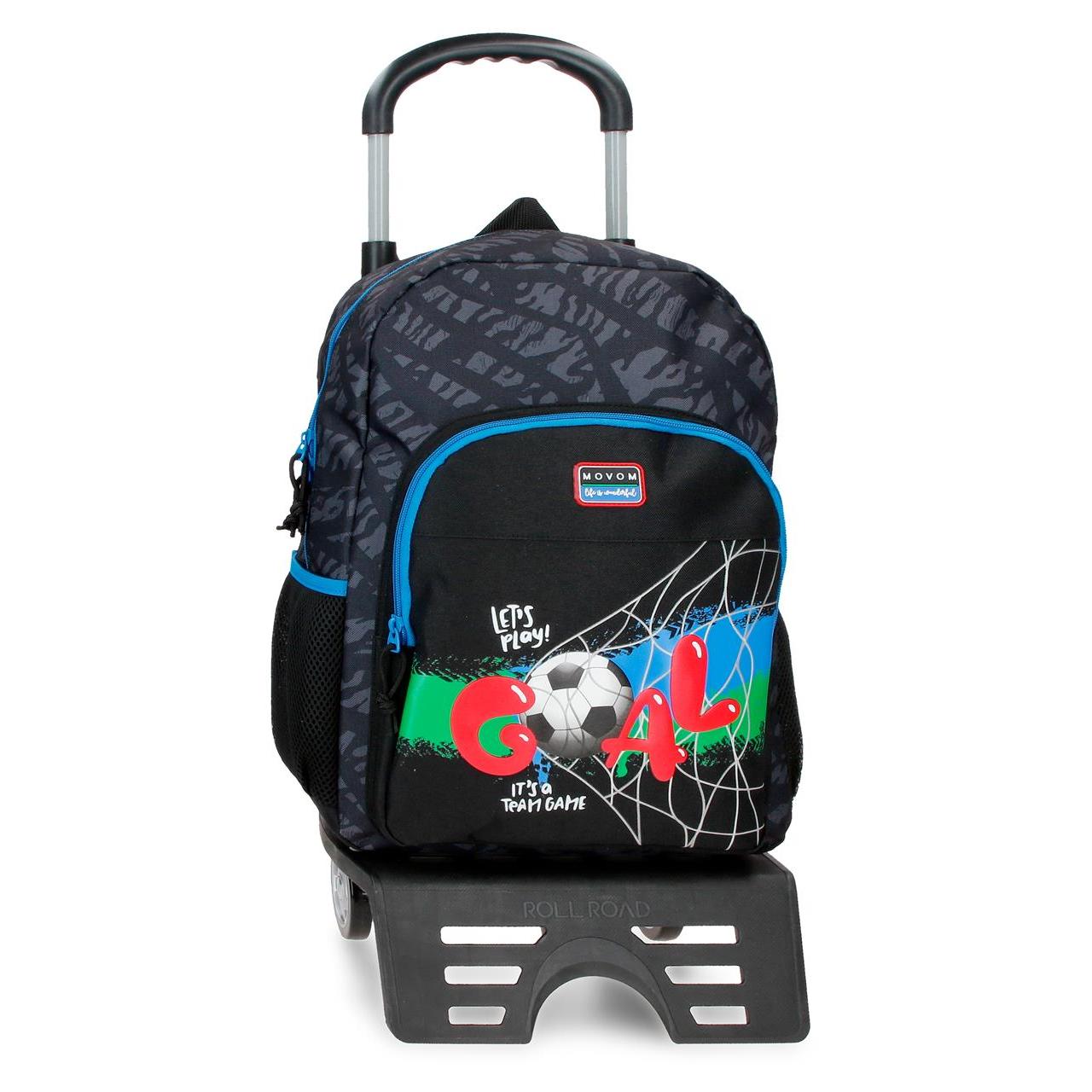 Mochila escolar con carro Movom Offside 30x40x13cm Negro