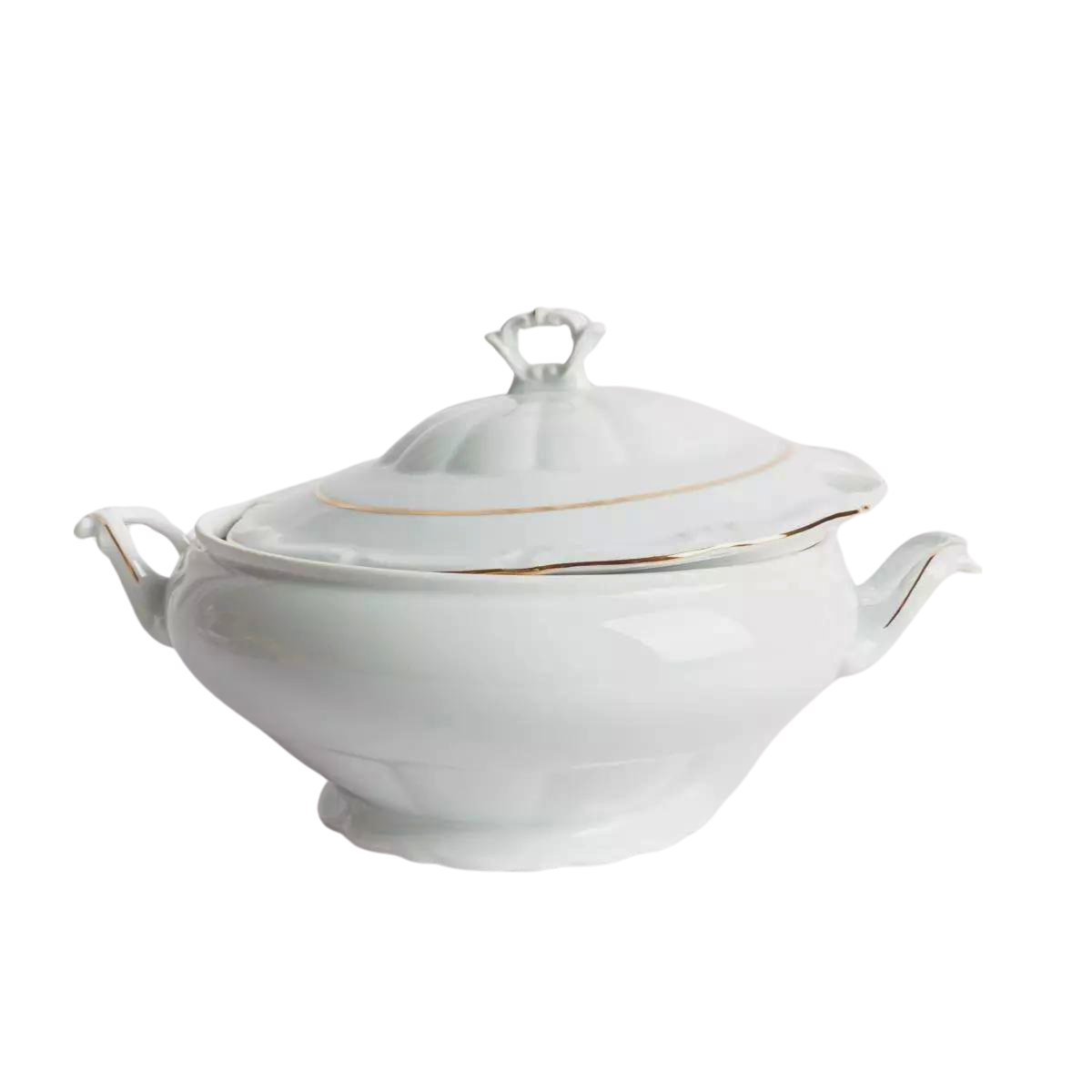 Crc Sopera de Porcelana Blanca con Filo de Oro Rhein - Diseño Elegante