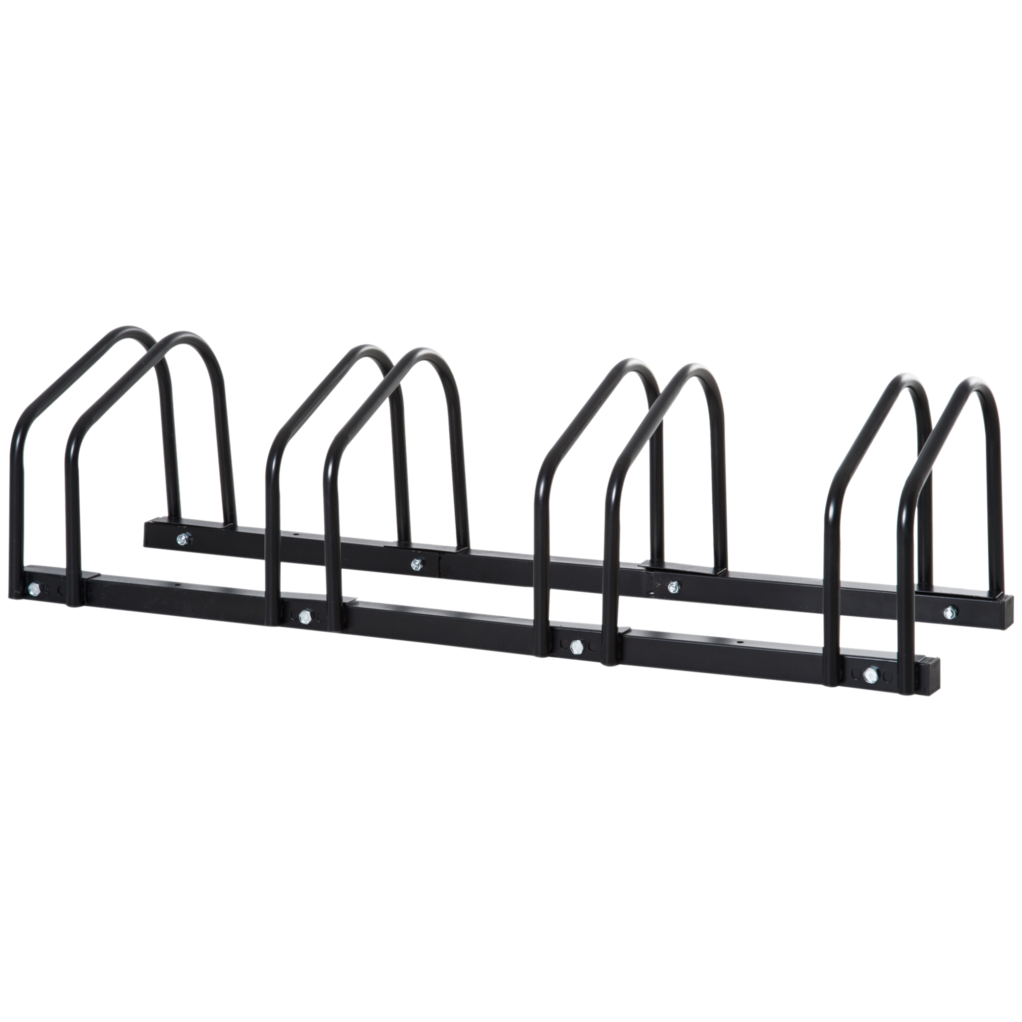HOMCOM Aparcamiento para Bicicletas Soporte de Acero para Aparcar Bicicletas en el Suelo o Pared Estacionamiento para Interior y Exterior Negro