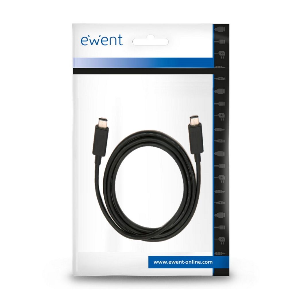 Ewent - Cargador USB 3.2 Gen2x2 EC1046 de 1 m con transferencia de datos a 20 Gbps, carga ultrarrápida de 100 W y soporte video 4K a 60 Hz para dispositivos USB-C