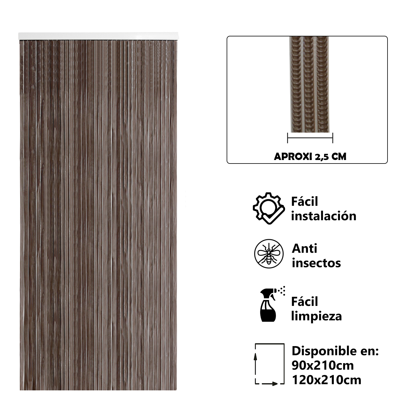 Cortina Plana de PVC Anti insectos para Puerta Exterior o Interior, Material PVC – Libre de Insectos