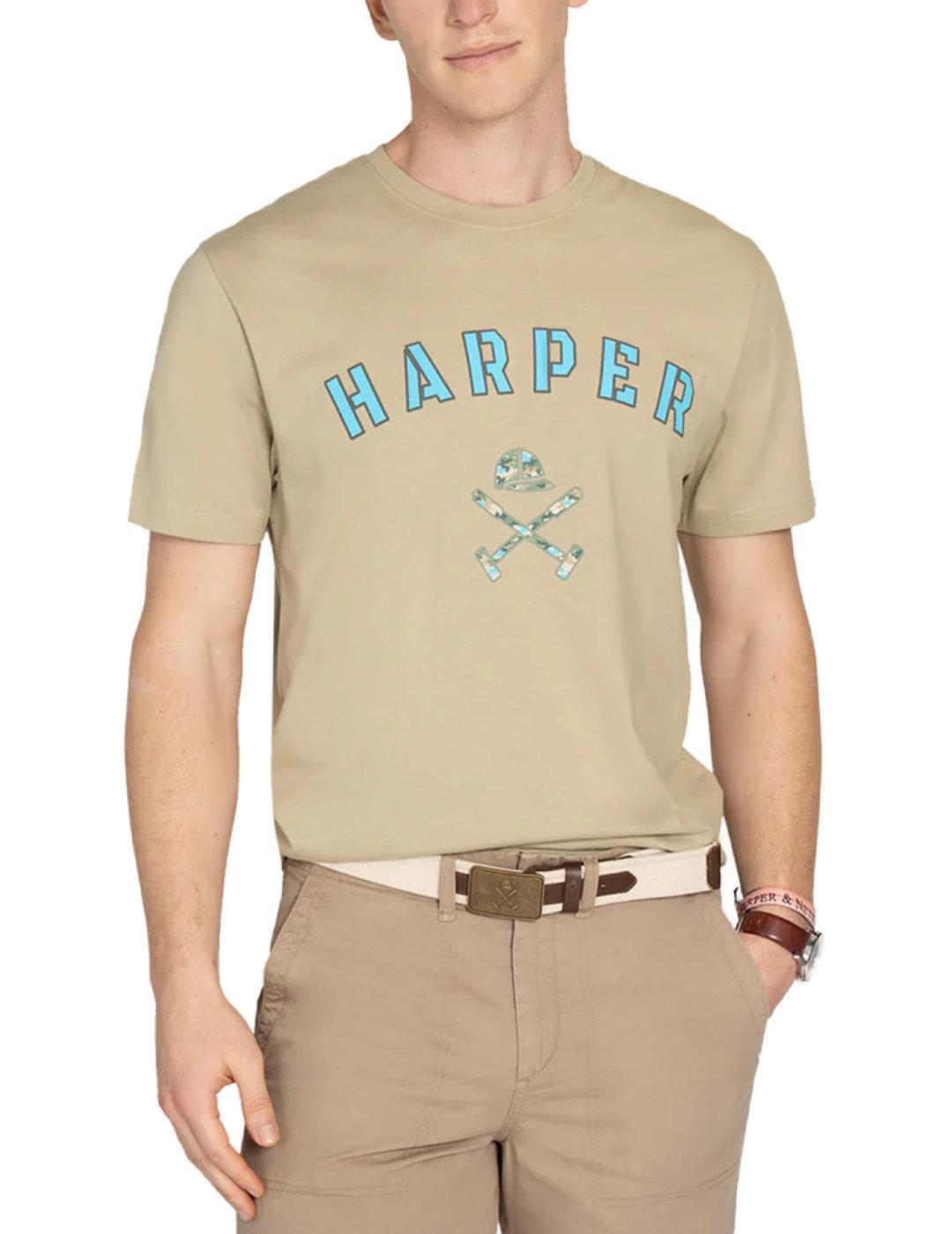 Camiseta Harper & Neyer beige manga corta para hombre