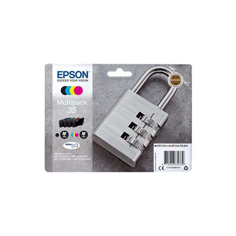 Cartuchos de tinta original 4 colores CMYK Epson 35XL DURABrite Ultra Ink Candado Series