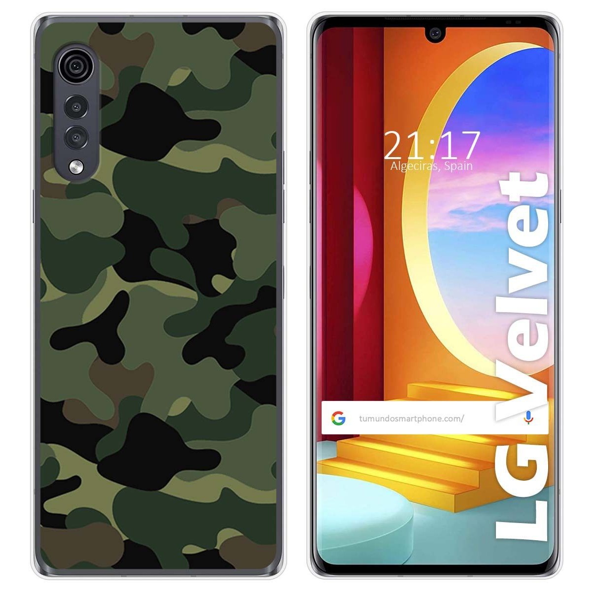 Tumundosmartphone Funda Gel Tpu para LG Velvet 5G diseño Camuflaje Dibujos