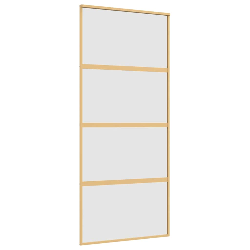 vidaXL Puerta corredera dorada vidrio ESG esmerilado aluminio 90x205cm