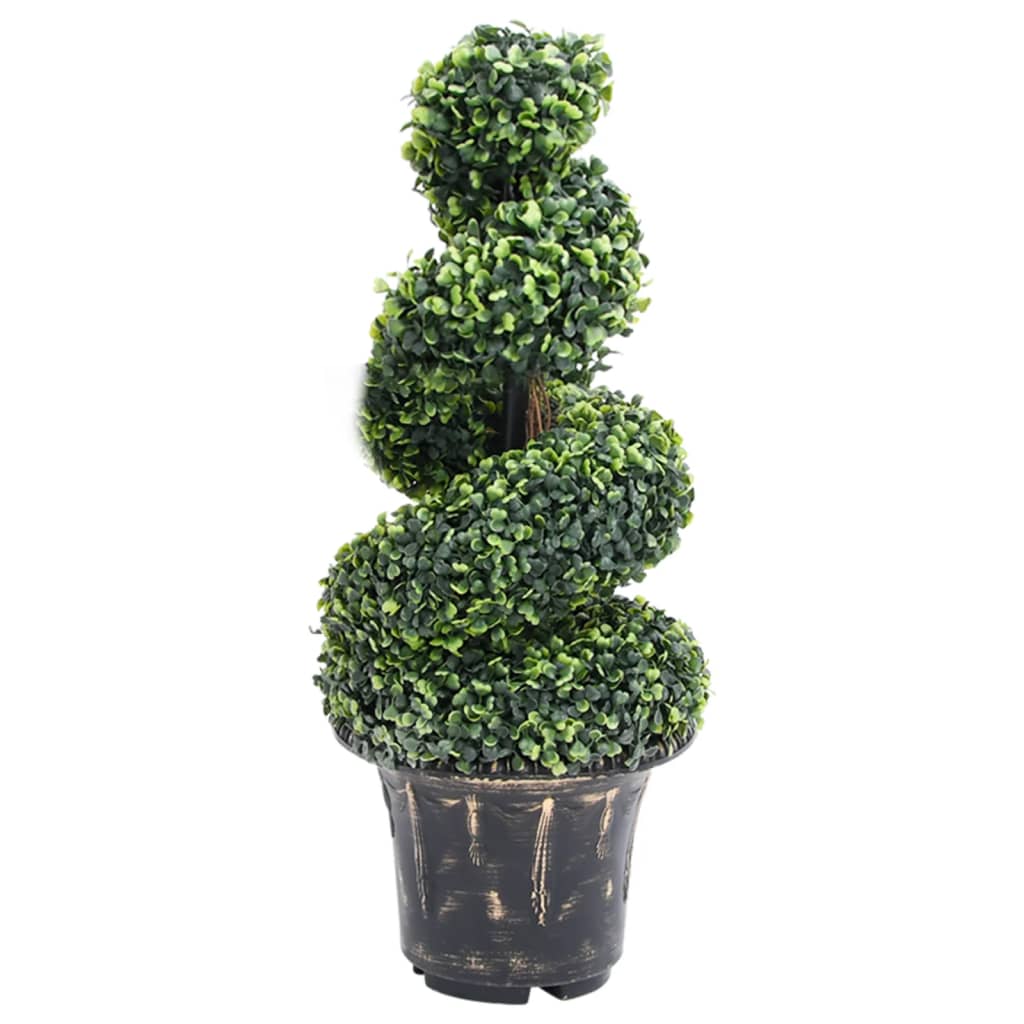 vidaXL Planta Espiral de Boj Artificial con Macetero Verde Topiario Dimensiones 20 x 59 cm,  29.5 x 100 cm,  29.5 x 117 cm y mas
