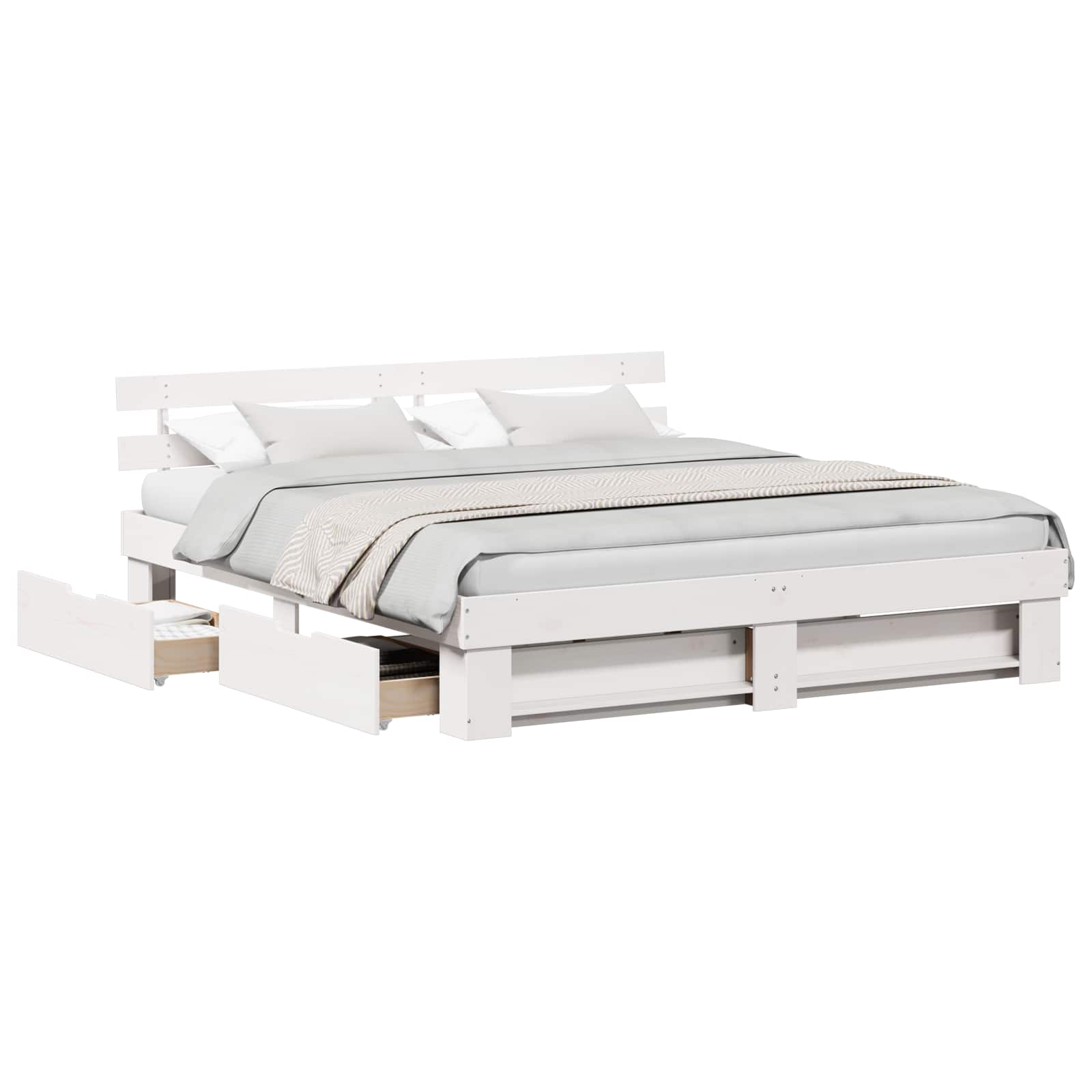 vidaXL Estructura de cama con cabecera con cajón Madera de pino macizo Cama Multitalla