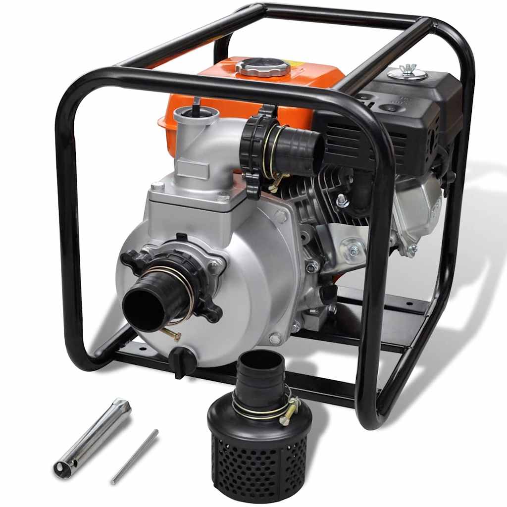 vidaXL Bomba para Sacar Agua con Motor de Gasolina Metal Naranja Negro Dimensiones 50 mm, 80 mm