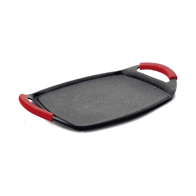 LACOR Plancha de Asar, Grill Eco Piedra, todo tipo de cocinas, inducción y horno, antiadherente, Ecológica y libre de PFOA, 27x37 cm