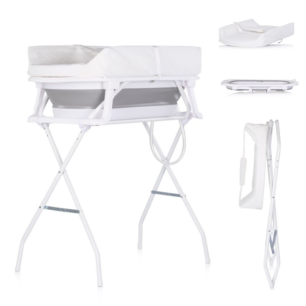 Bañera Plegable con Soporte Metálico y Cambiador Acolchado – Solución Completa para el Baño y Cuidado del Recién Nacido