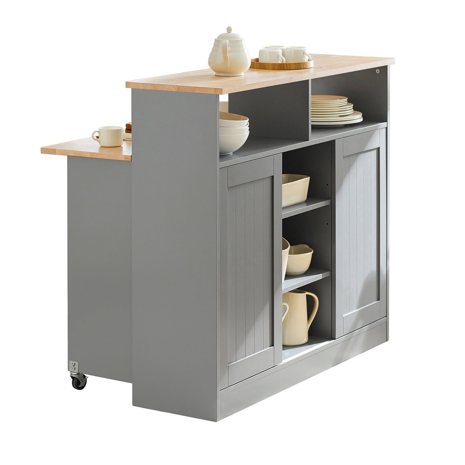 SoBuy FSB36-HG Aparador de Almacenamiento con Encimera Extensible Isla de Cocina Armario de Cocina Múltiple 110 x 97 x 68 cm ES (110 x 97 x 68 cm)
