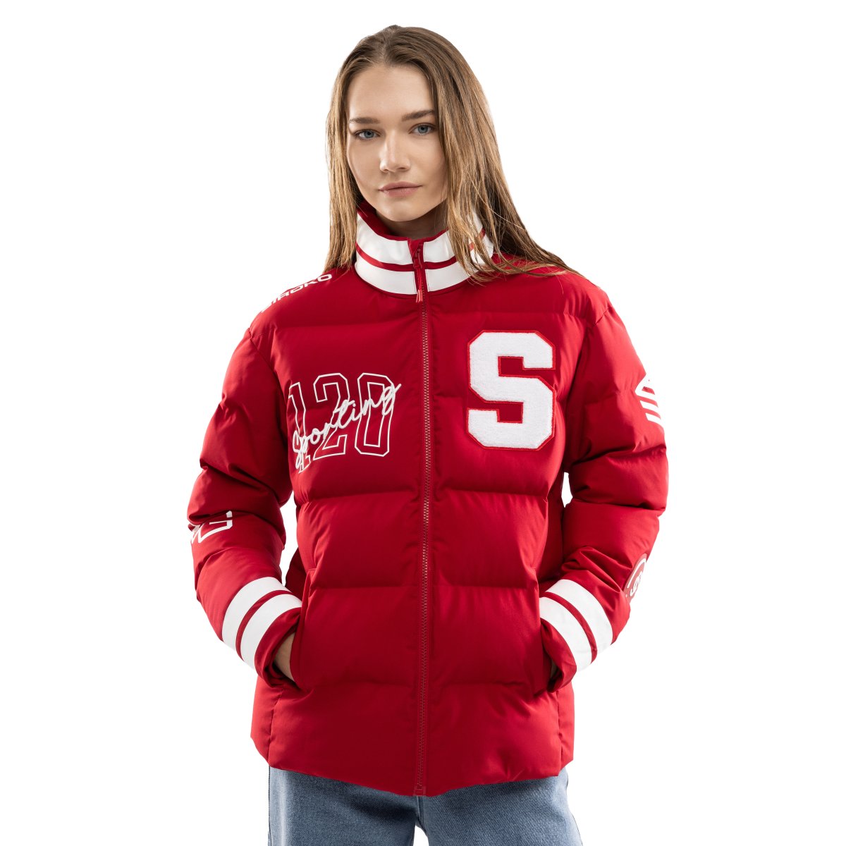 SIROKO - Abrigo acolchado para mujer - 120º Aniversario Real Sporting de Gijón - Siroko SC120 El Bibio Red-W_
