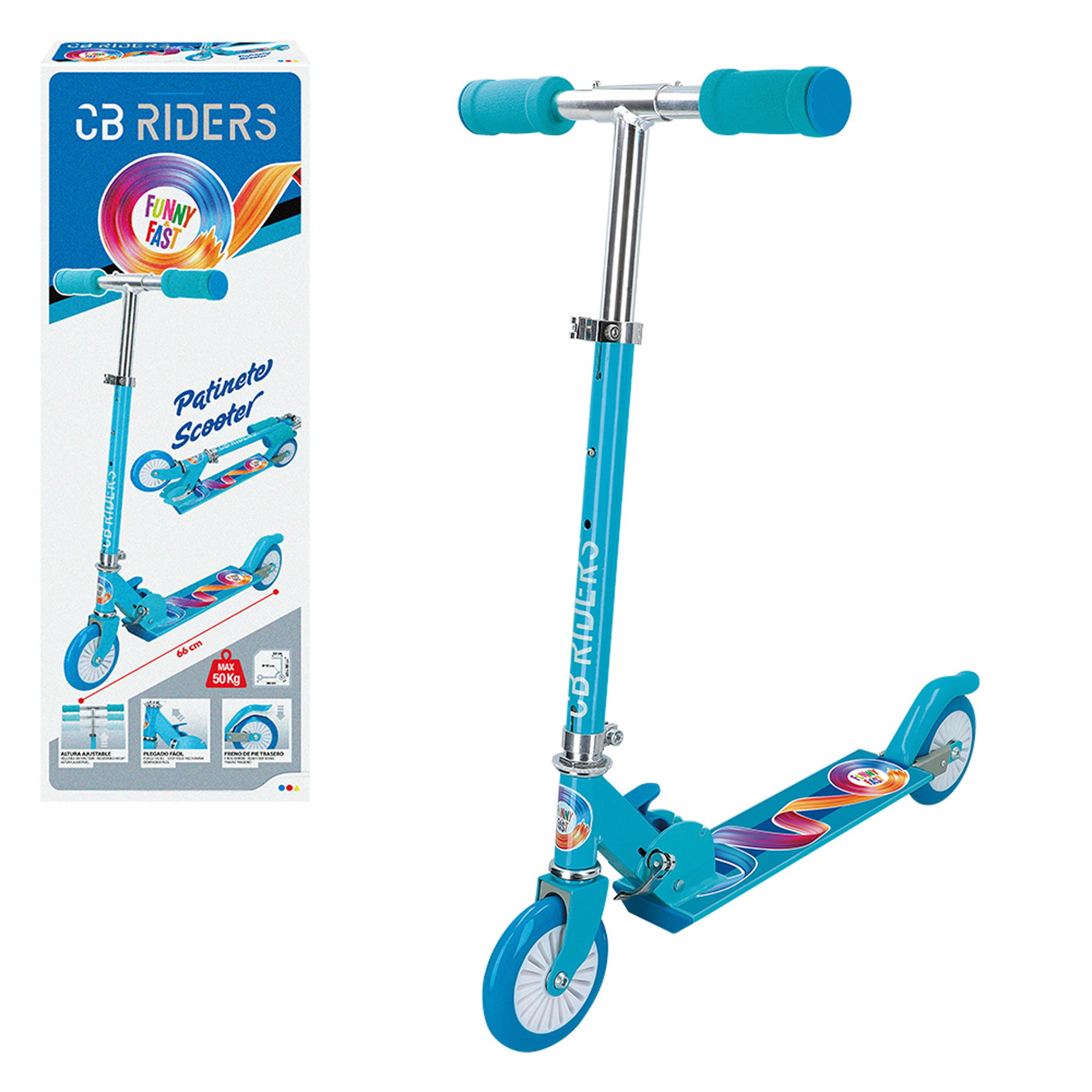 Cb Toys - Patinete 2 ruedas azul plegable CB Riders