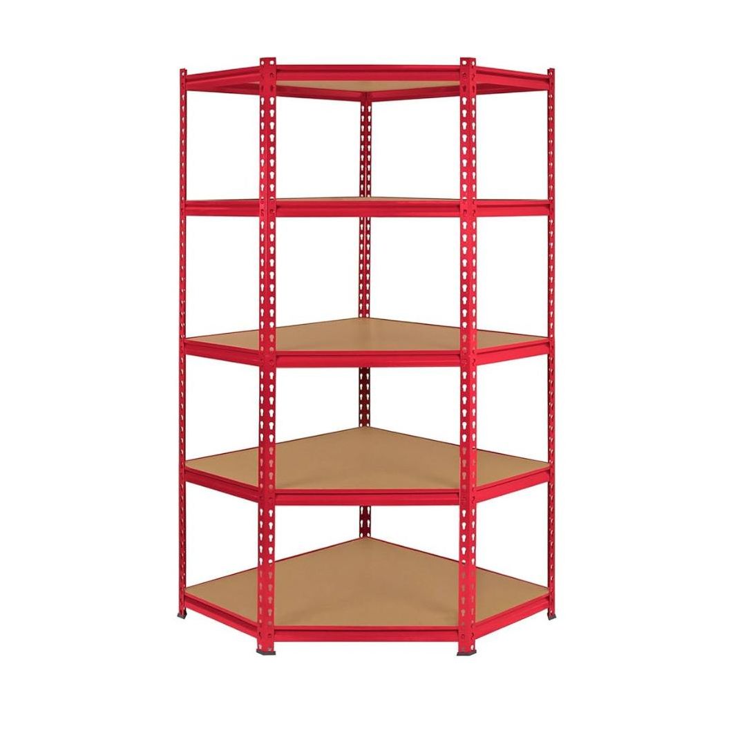 ORION91oficial® - Estantería Esquinera, Color Rojo, Metálica Modular Almacenaje 180x70x40cm Acero y MDF Antihumedad, Hogar, Trastero, Garaje, 5 Baldas Ajustables, Cargas Pesadas 1750Kg Estantería - spaziOrion91