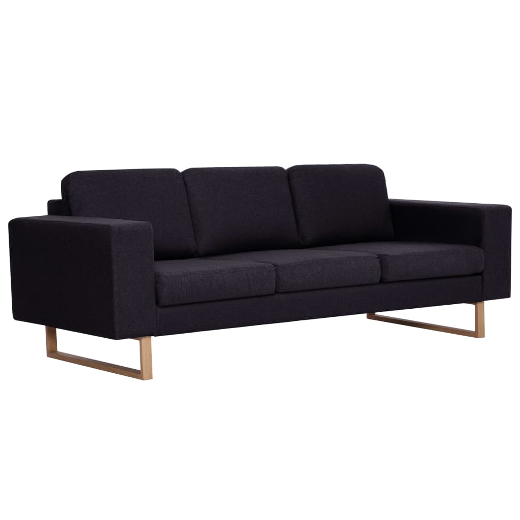 Sofá de 3 plazas de tela negro 200 x 82 x 75 cm (ancho x profundo x alto)