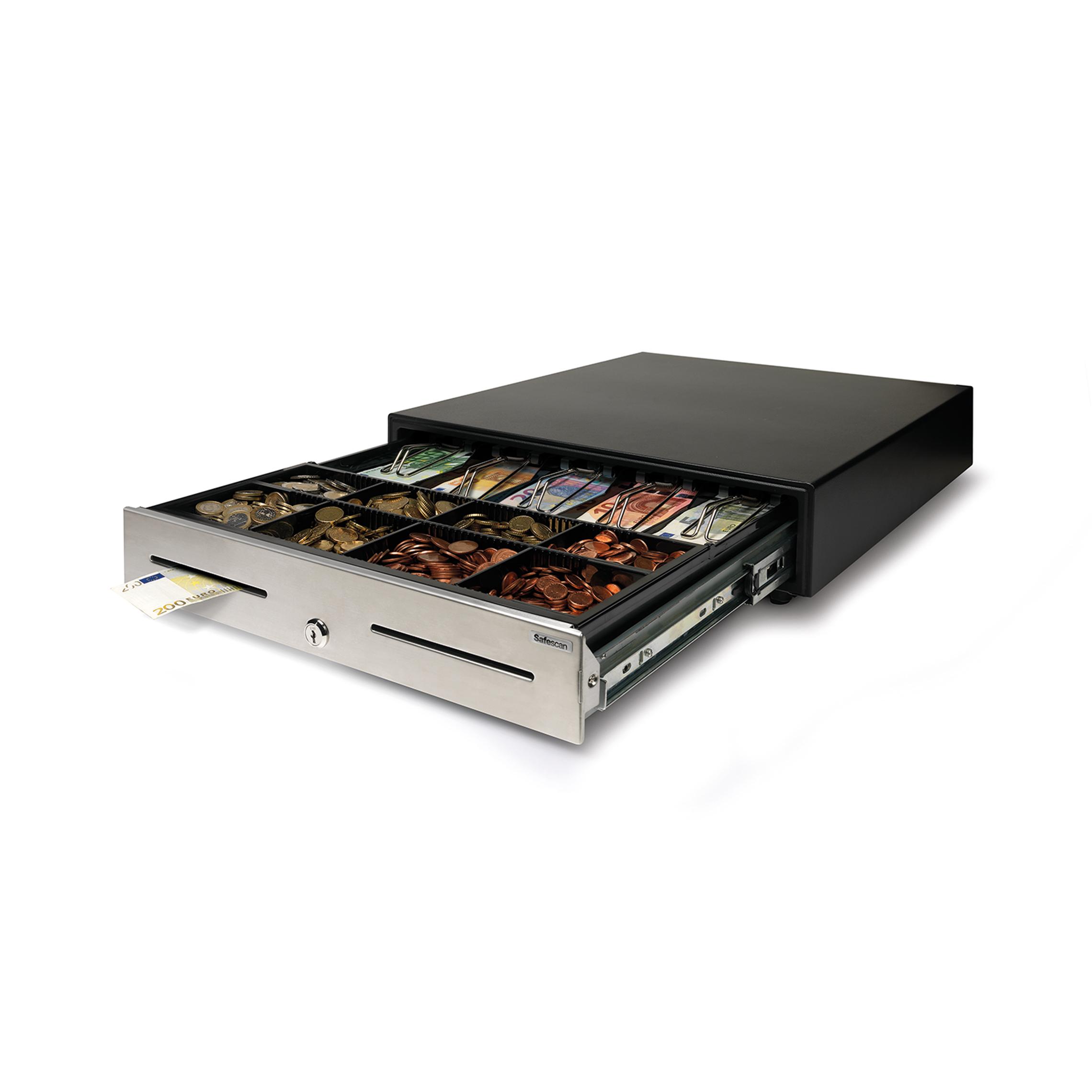 Cajón portamonedas Safescan Hd-4646s para usos de alto volumen con cerradura de tres posiciones