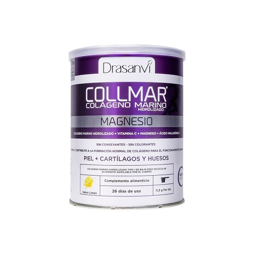 Drasanvi Collmar Colágeno Marino Magnesio Sabor Limón 300g - Suplemento Alimenticio para Cuidado de Huesos y Articulaciones