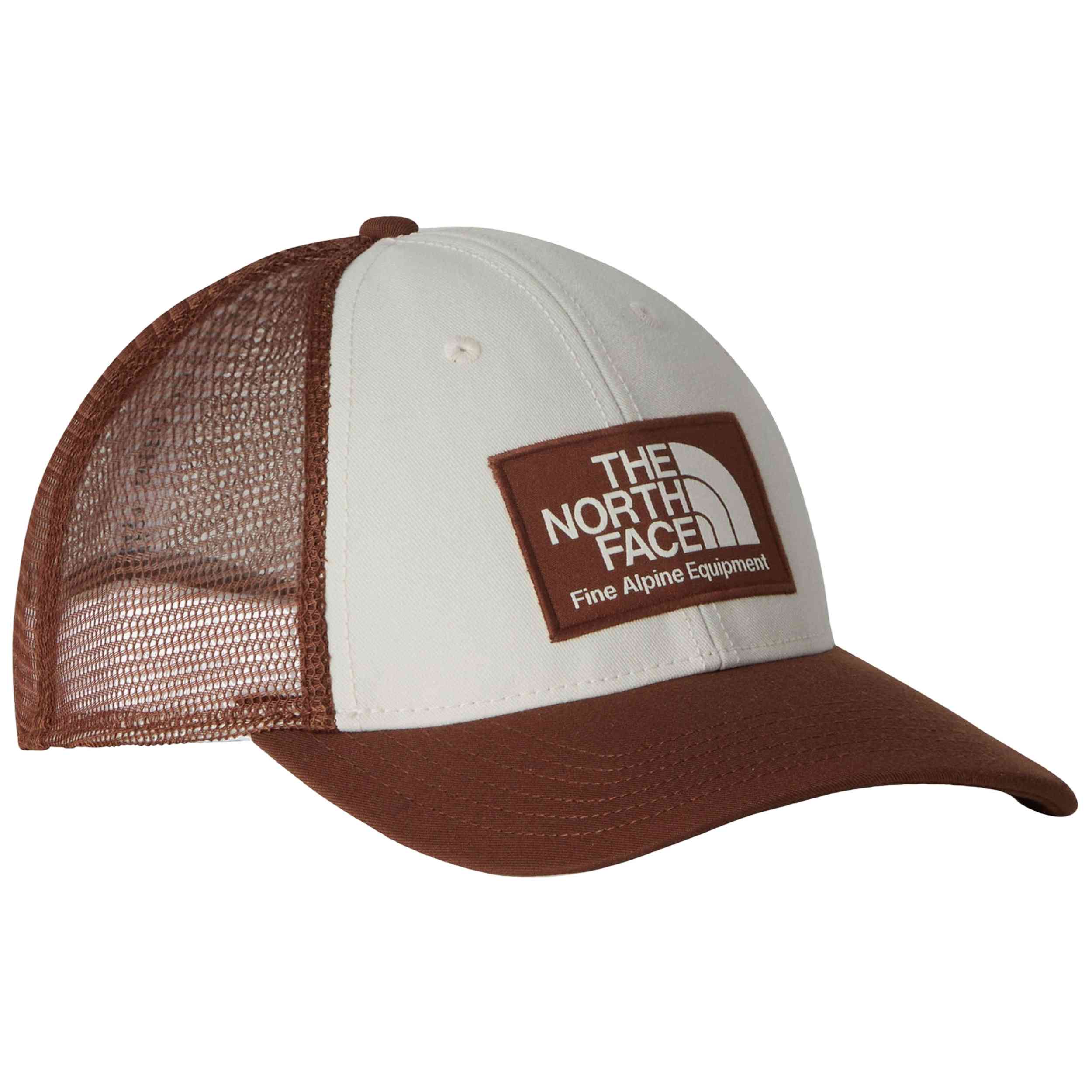 Gorro The North Face modelo Mudder Trucker Ember Soil/White Dune en color Marrón