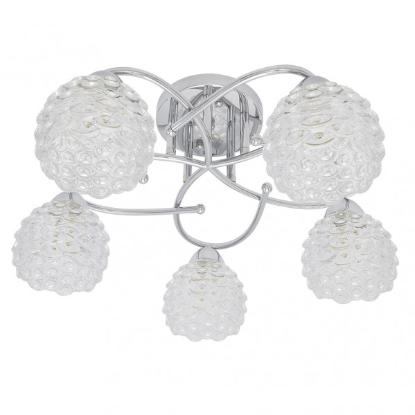 Lampara BAGAN 5 luces con tulipa de cristal, Cromo 23x49x49 Fabrilamp