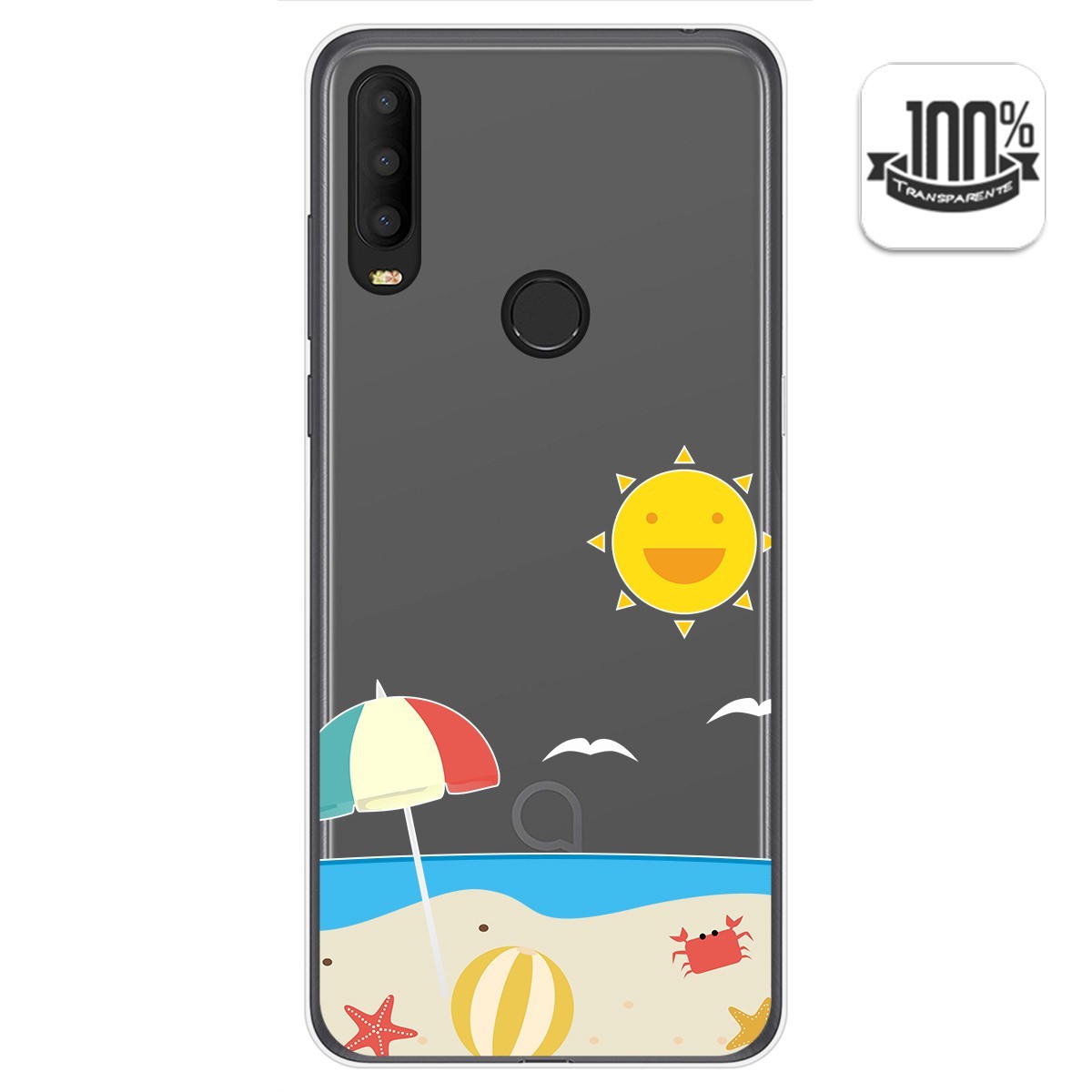 Tumundosmartphone Funda Gel Transparente para Alcatel 3X 2020 diseño Playa Dibujos