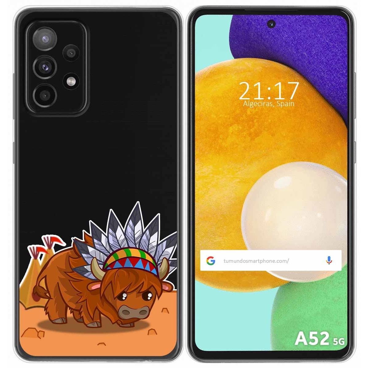 Tumundosmartphone Funda Gel Transparente para Samsung Galaxy A52 / A52 5G / A52s 5G diseño Bufalo Dibujos