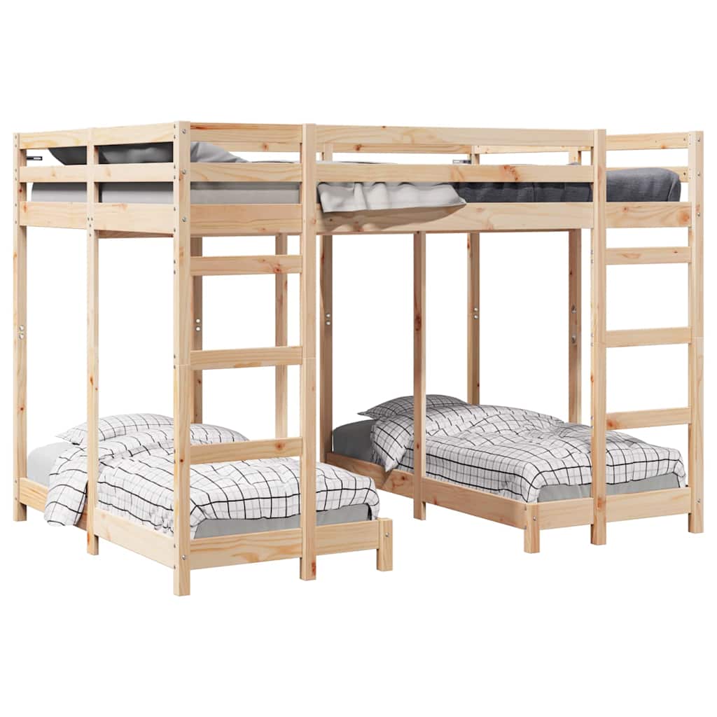 vidaXL Estructura de litera triple Madera de pino macizo Muebles Dormitorio Multitalla