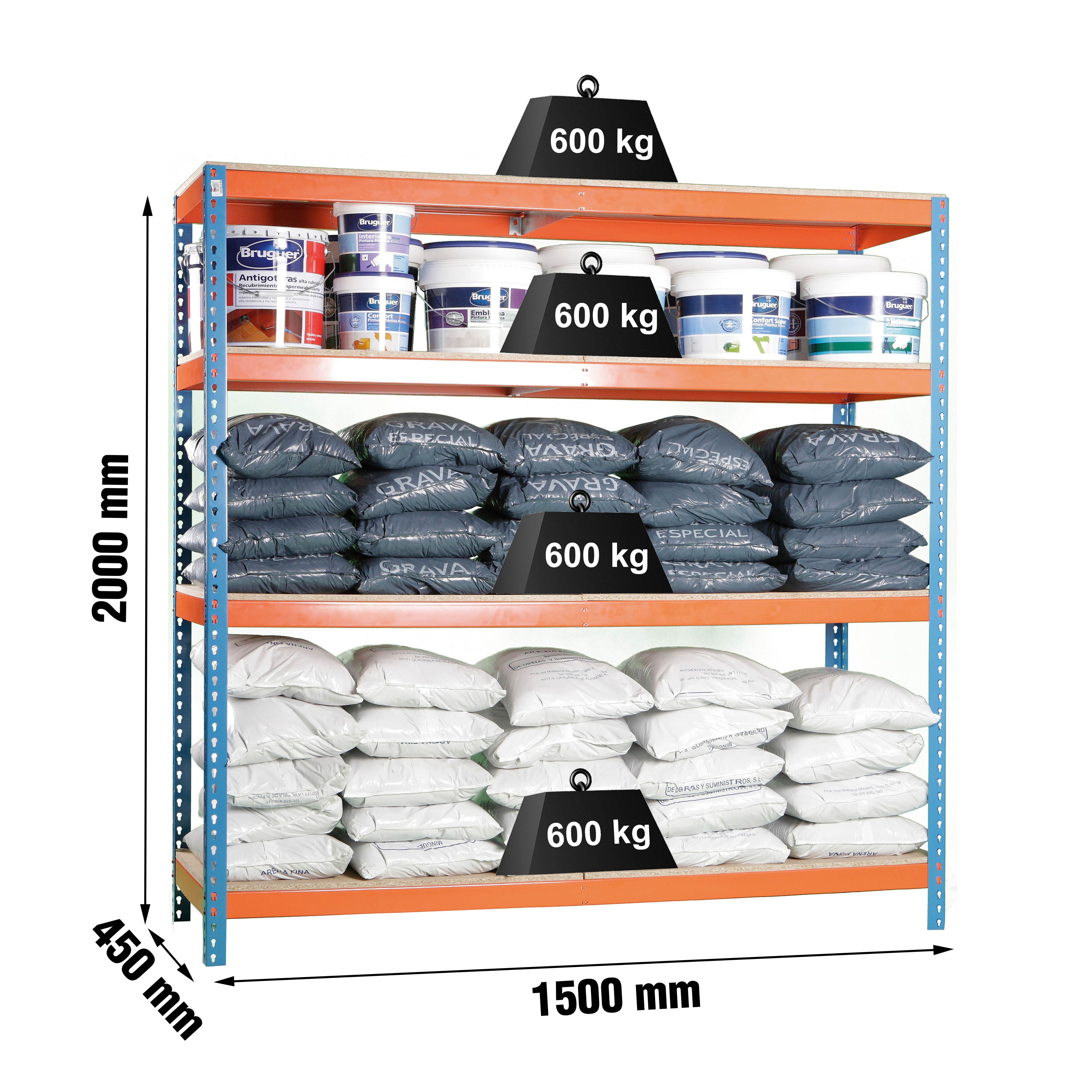 Estantería SIMONRACK Simonforte 1504-4 chipboard azul/naranja/mader