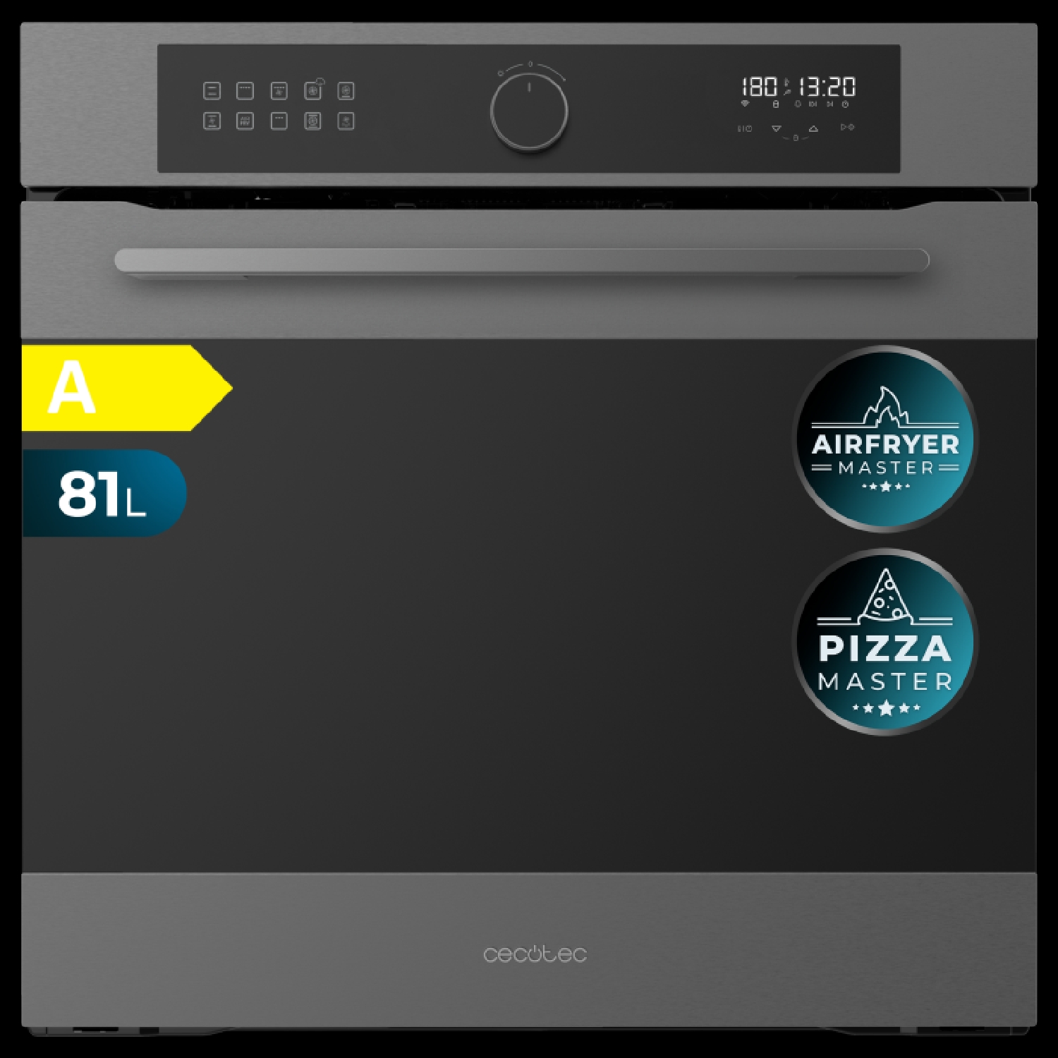 Cecotec Horno Integrable Multifunción 60cm Bolero Hexa AF316000 Matt A 3400W, 81L Capacidad, 11 Funciones con Airfryer Master