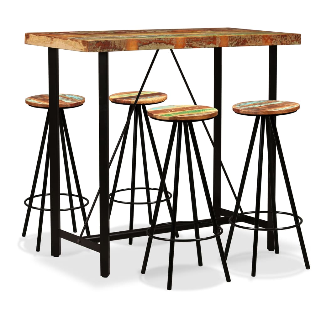 vidaXL Set Muebles de Bar Mesa Taburetes Sillas Asientos Madera Maciza Reciclada
