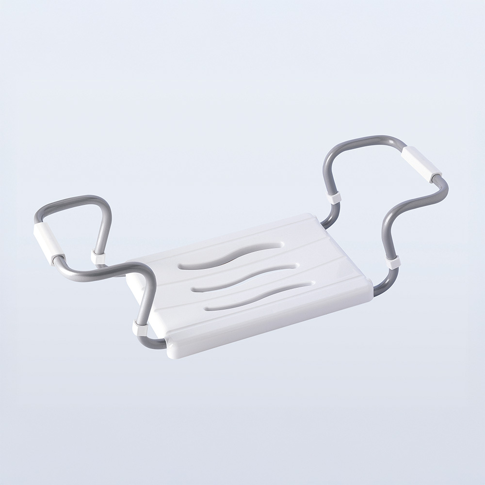 Asiento de bañera regulable (minimo 55 cm, máximo 70 cm), blanco, medida 55-70 x 26 x 18,7 cm