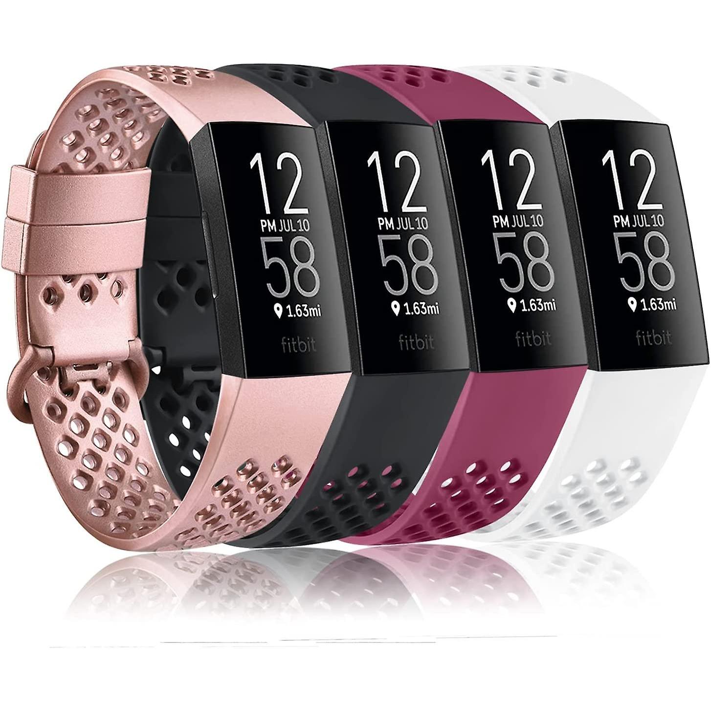 Correa de silicona compatible con Fitbit Charge 4 y Fitbit Charge 3, paquete de 4