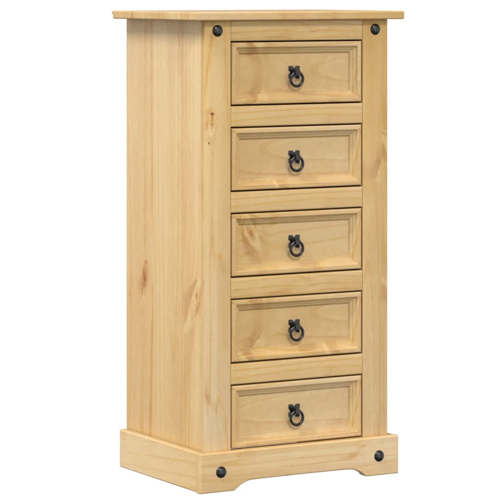 Vidaxl Mesita de Noche Corona Madera Maciza de Pino 53x39x103 Cm