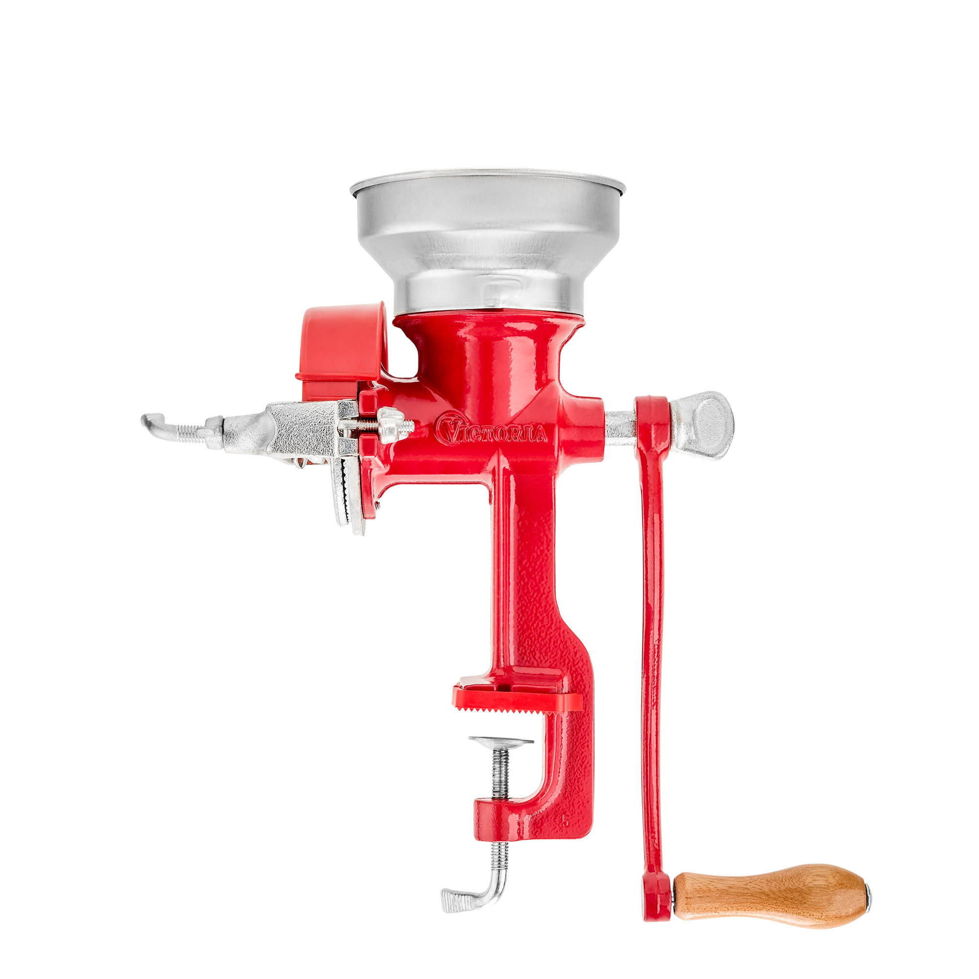 Victoria Molino Cereales Manual, Molinillo de Mano en Hierro Fundido para Moler Café, Maíz, Avena, Semillas, Grosor de Molienda Ajustable, Grain Grinder, Abrazadera para Mesa