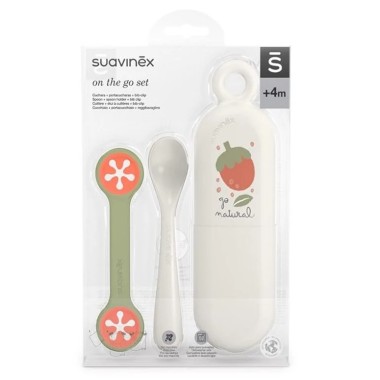 Set Cucharas ON THE GO Suavinex - Estuche Práctico - Cuchara Ergonómica - Sujeta Baberos - Personalizable