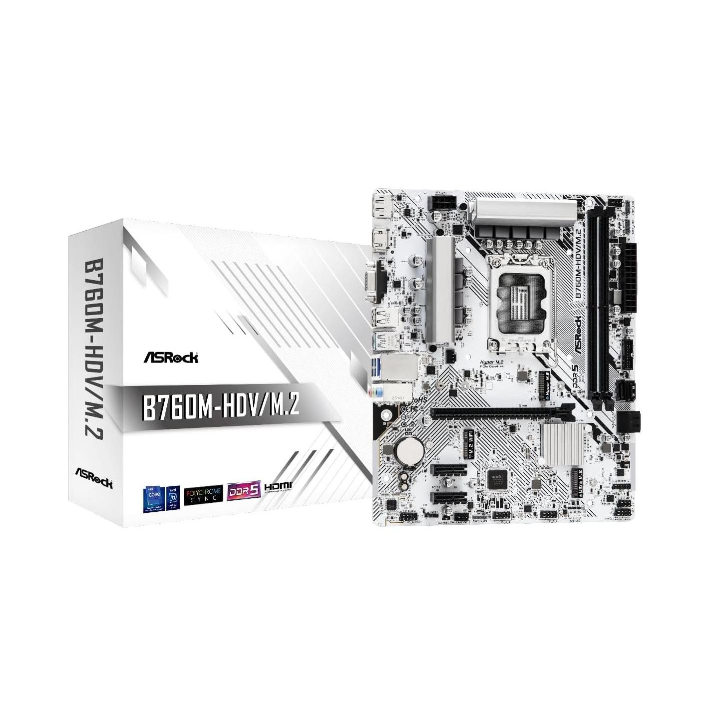 Placa Base ASRock B760M-HDV/M.2 DDR5 LGA1700 para Intel Core