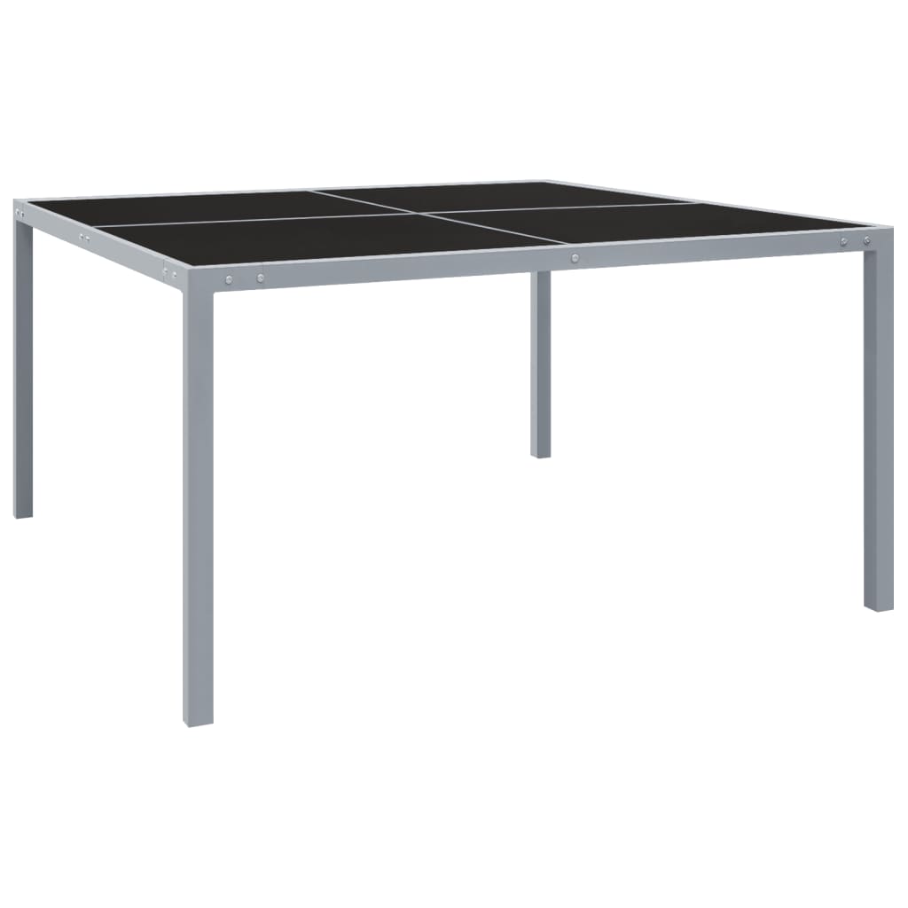 vidaXL Mesa de jardín de acero y vidrio gris 130x130x72 cm