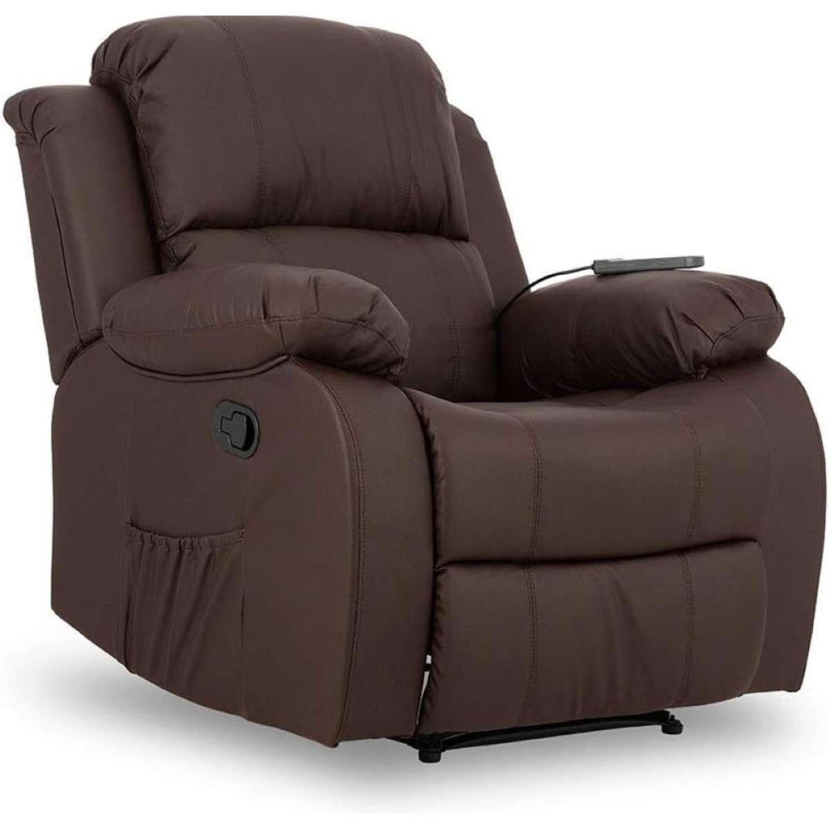Nalui Sillón Relax Trevi  Reclinable 160º, 8 Motores Silenciosos, Calor Lumbar, 4 Zonas de Masaje y PU Anti-Cuarteo