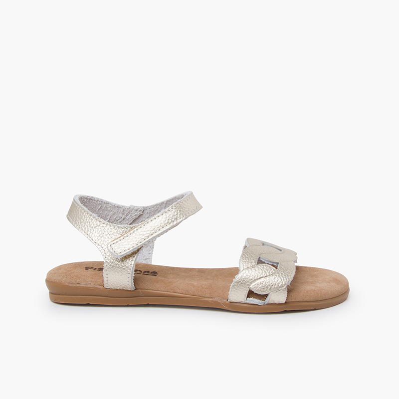 Pisamonas Sandalias piel eslabones tira adherente