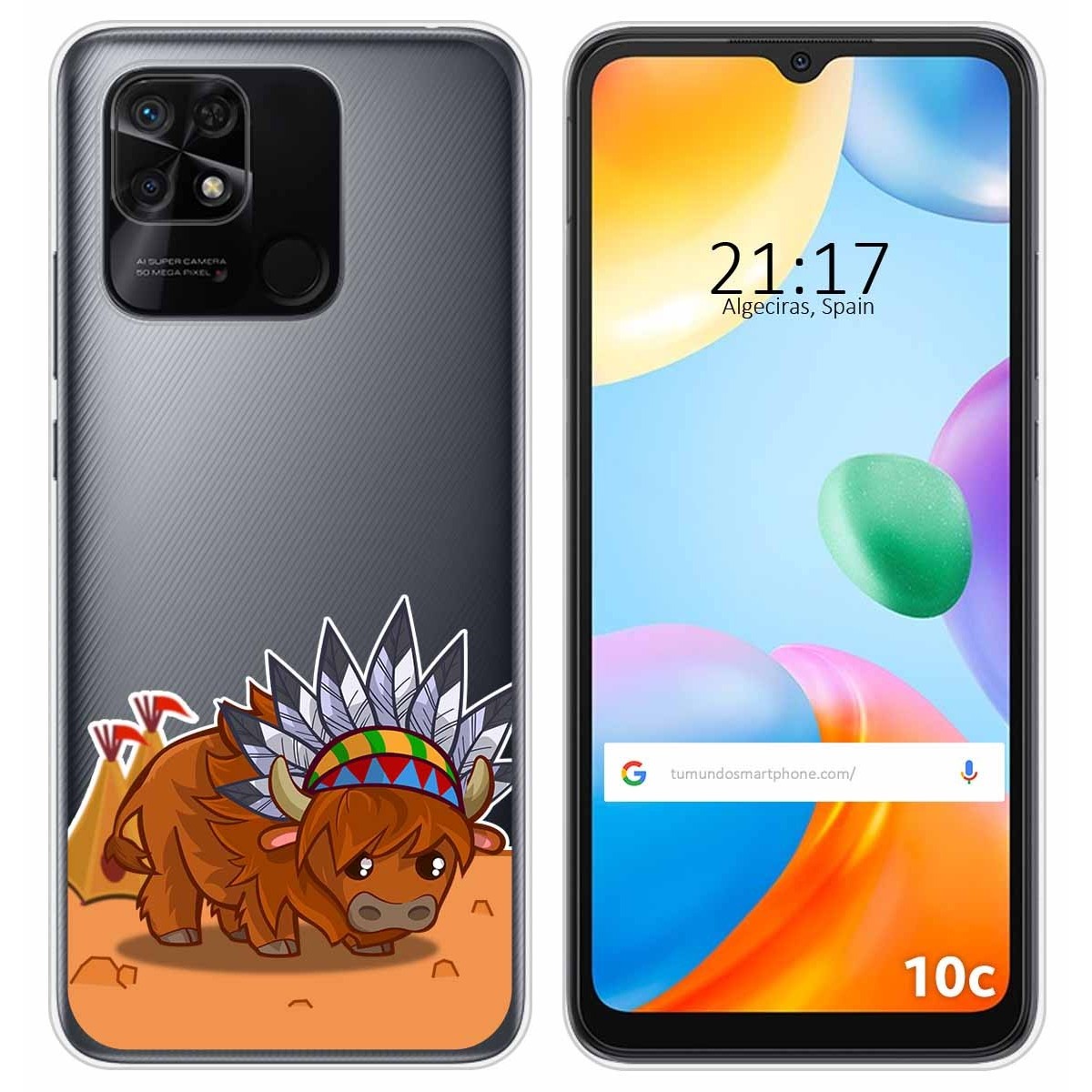 Funda Silicona Transparente para Xiaomi Redmi 10C diseño Bufalo Dibujos