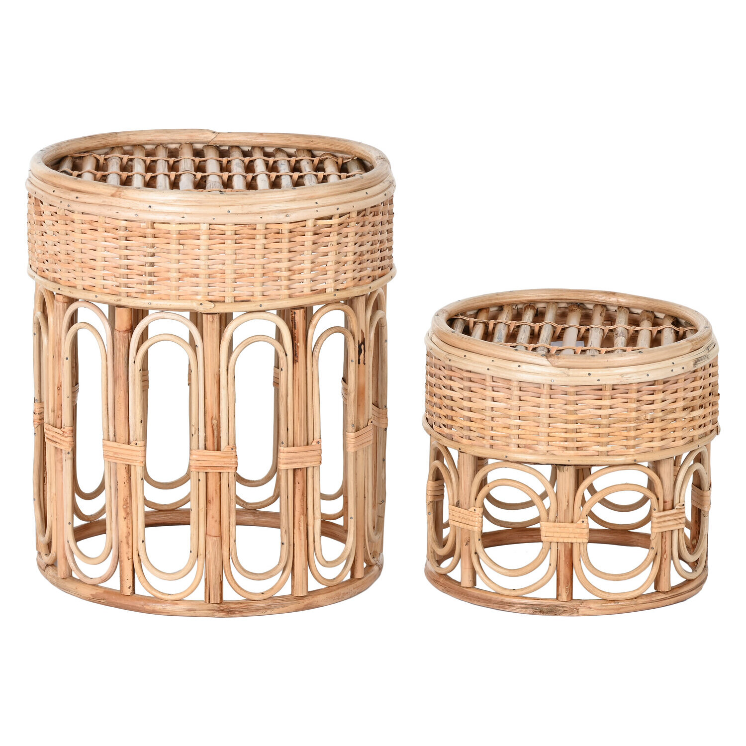 Mesita auxiliar set 2 mimbre 42x42x47 natural , El mejor complemento para tu hogar.