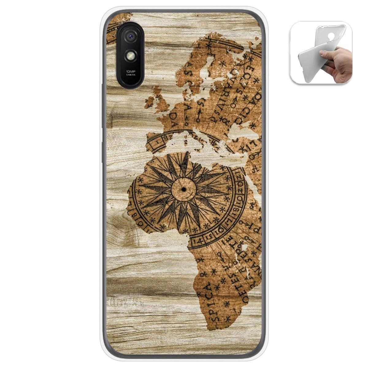 Tumundosmartphone Funda Gel Tpu para Xiaomi Redmi 9A / 9AT diseño Madera 07 Dibujos