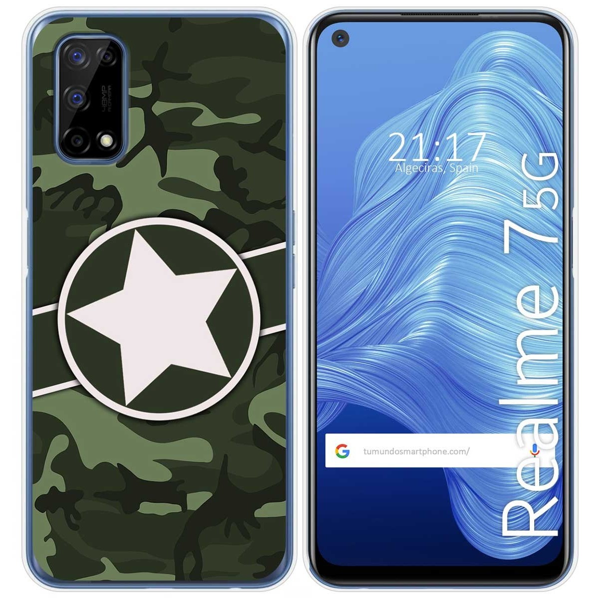 Tumundosmartphone Funda Gel Tpu para Realme 7 5G diseño Camuflaje 01 Dibujos