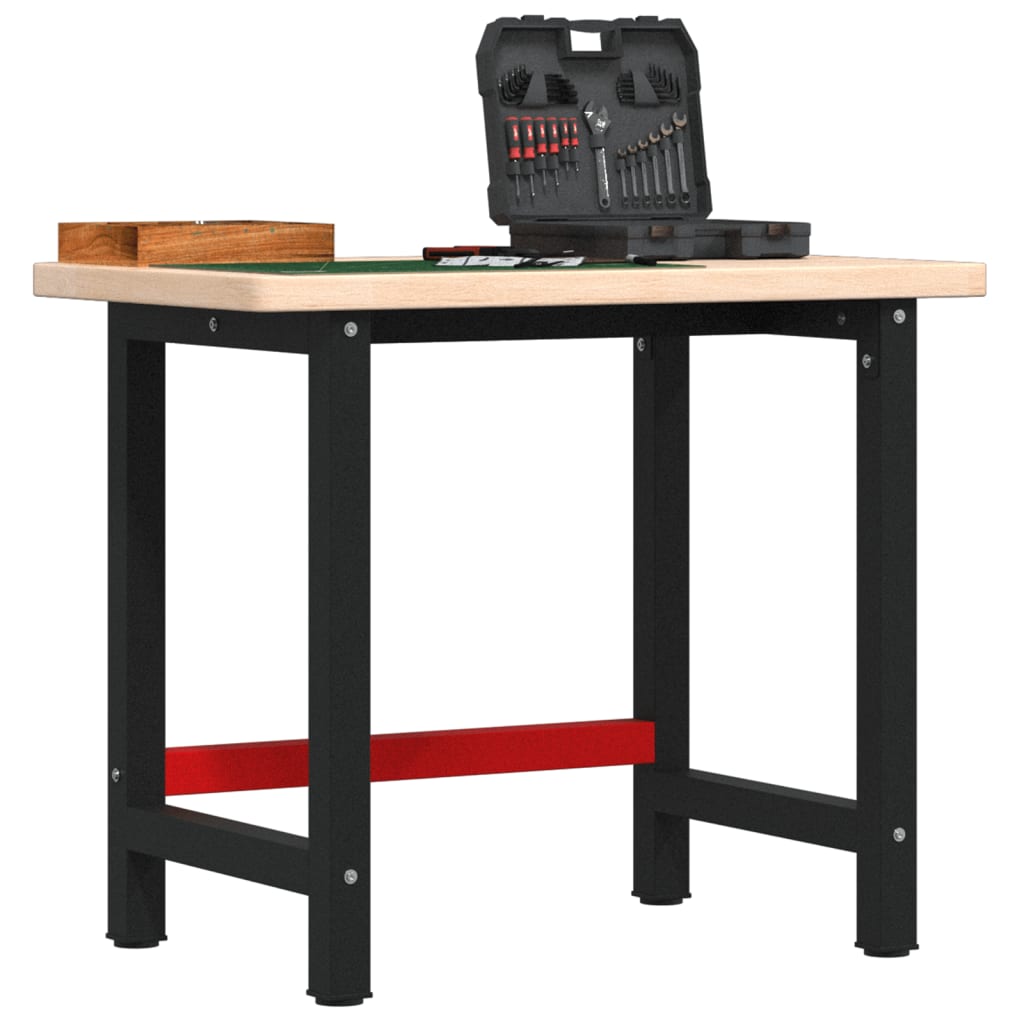 vidaXL Banco de trabajo rectangular madera maciza roble 100x60x83 cm