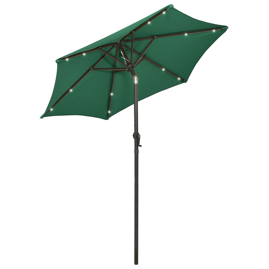 vidaXL Sombrilla con luces LED aluminio 200x211 cm Color Arena, Verde, Antracita