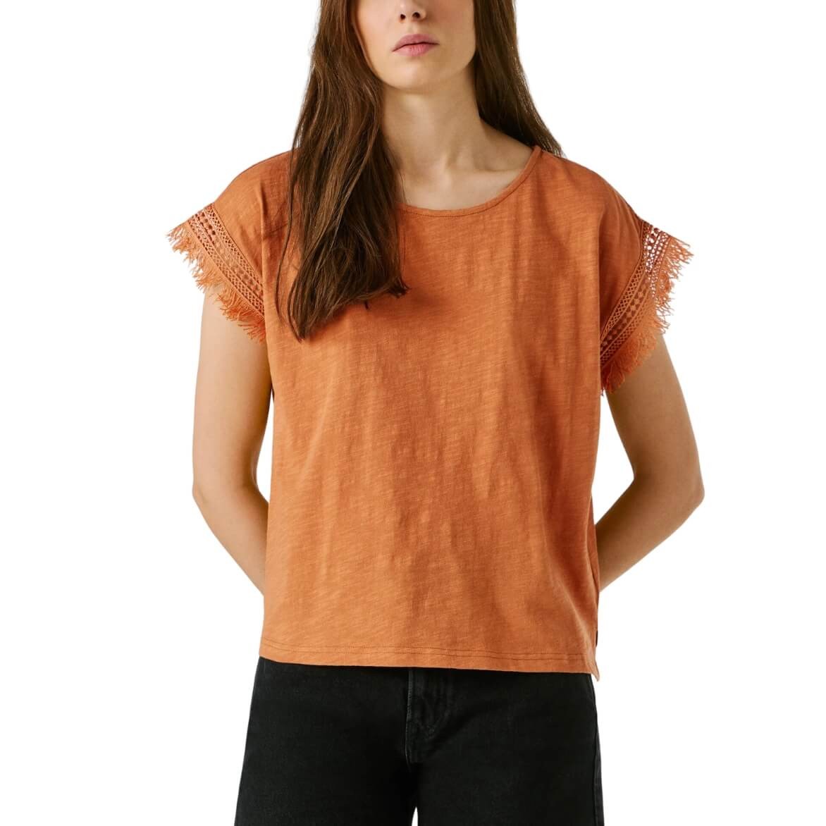 Camiseta De Manga Corta Nain Bronce Con Flecos De