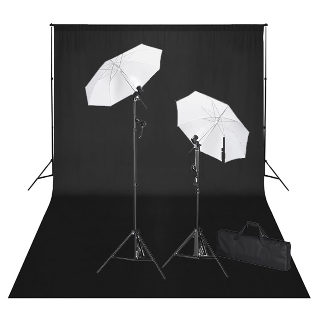 vidaXL Equipo de Estudio de Fotografía Telón de Fondo 600x300 y Luces Color Negro,  Verde,  Blanco y mas