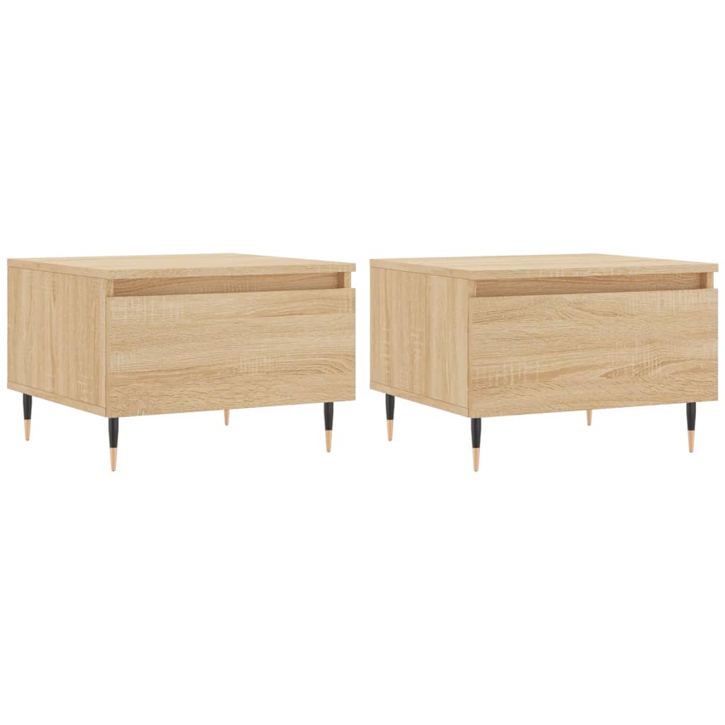 Vidaxl Mesas Centro 2 Uds Madera Ingeniería 50x46x35 Cm Blanco, Negro, Blanco Brillante