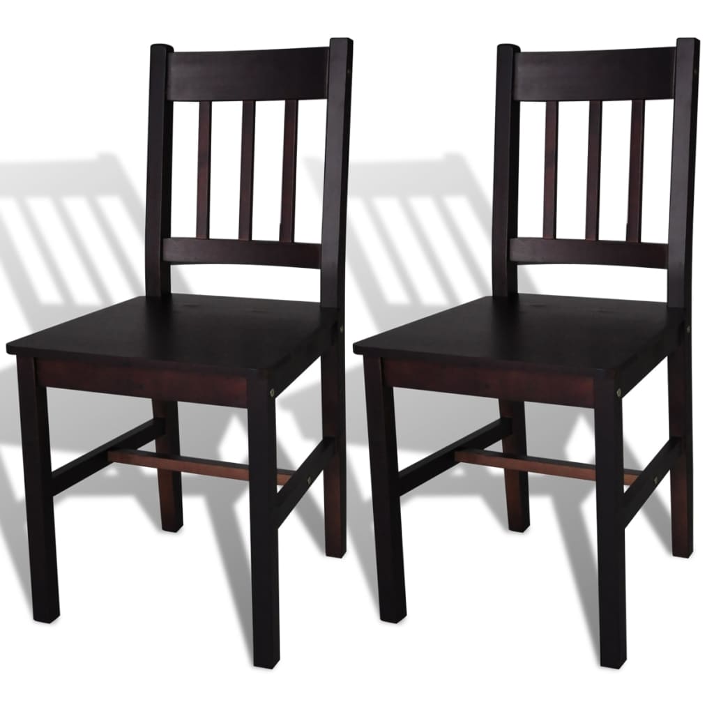vidaXL Sillas de comedor 2 unidades madera de pino marrón oscuro